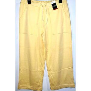 New York & Company Womens Yellow Capris Size Small Wide-Leg Cotton